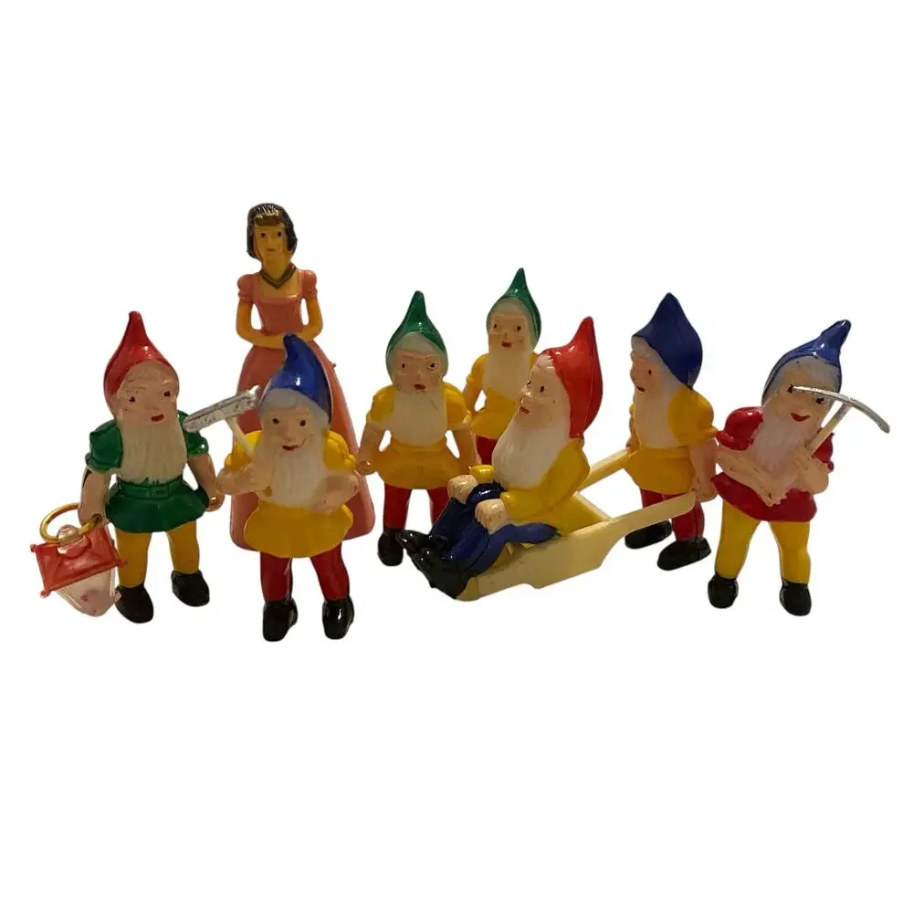 Vintage Snow White and the Seven Dwarfs Hard Plastic Cake Toppers Decoration